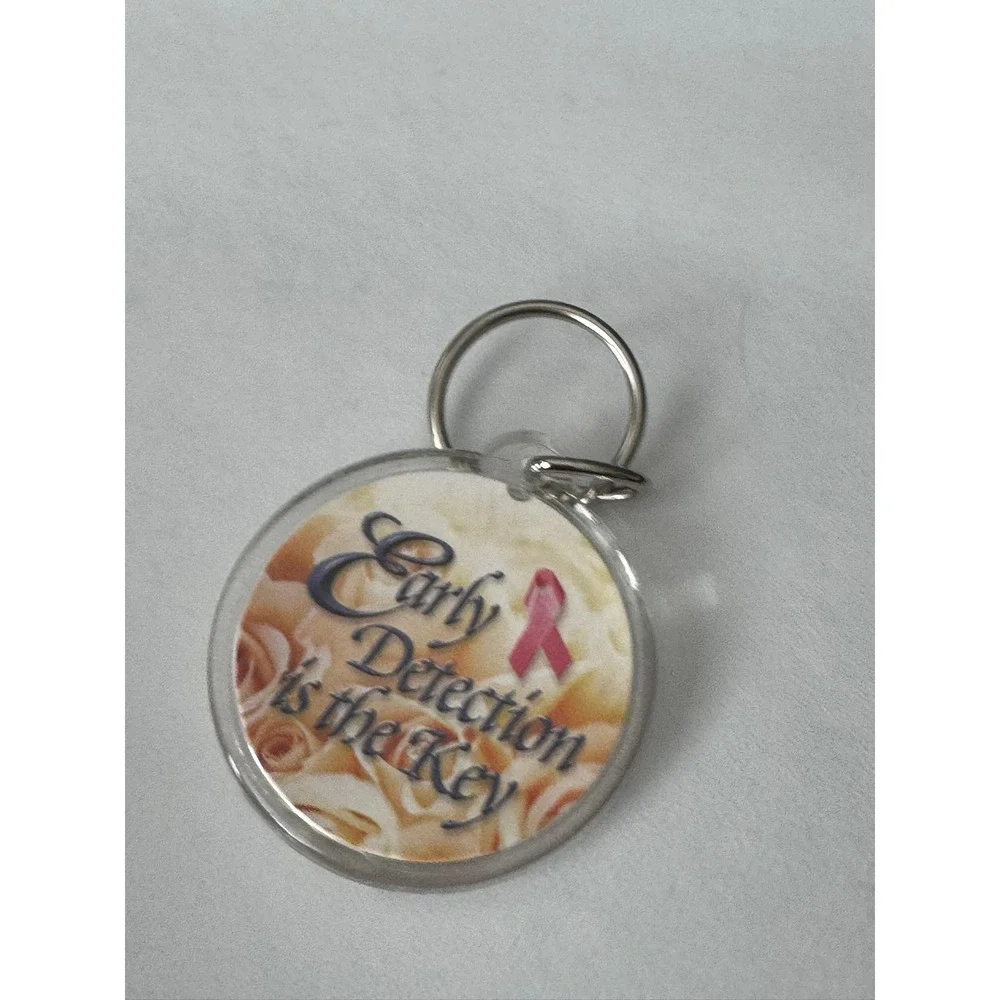 Breast Cancer Awareness‎ Keychain Early Detection Is The Key Pink Ribbon Floral